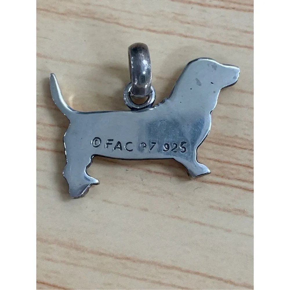 .925 Basset Dog Sterling Silver Jewelry Charm